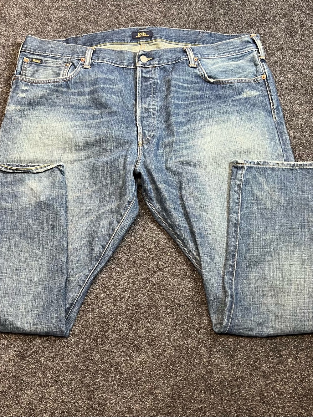 Polo Ralph Lauren Men’s Jeans 42x30 Blue Distressed Straight Fit Denim Pants